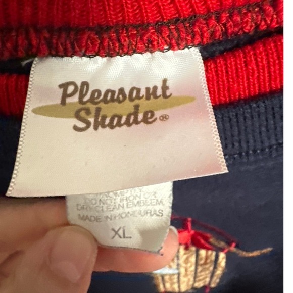 Pleasant Shade XL Navy Blue Red Trim Sled Embroidered Sweatshirt Women - Picture 2 of 5